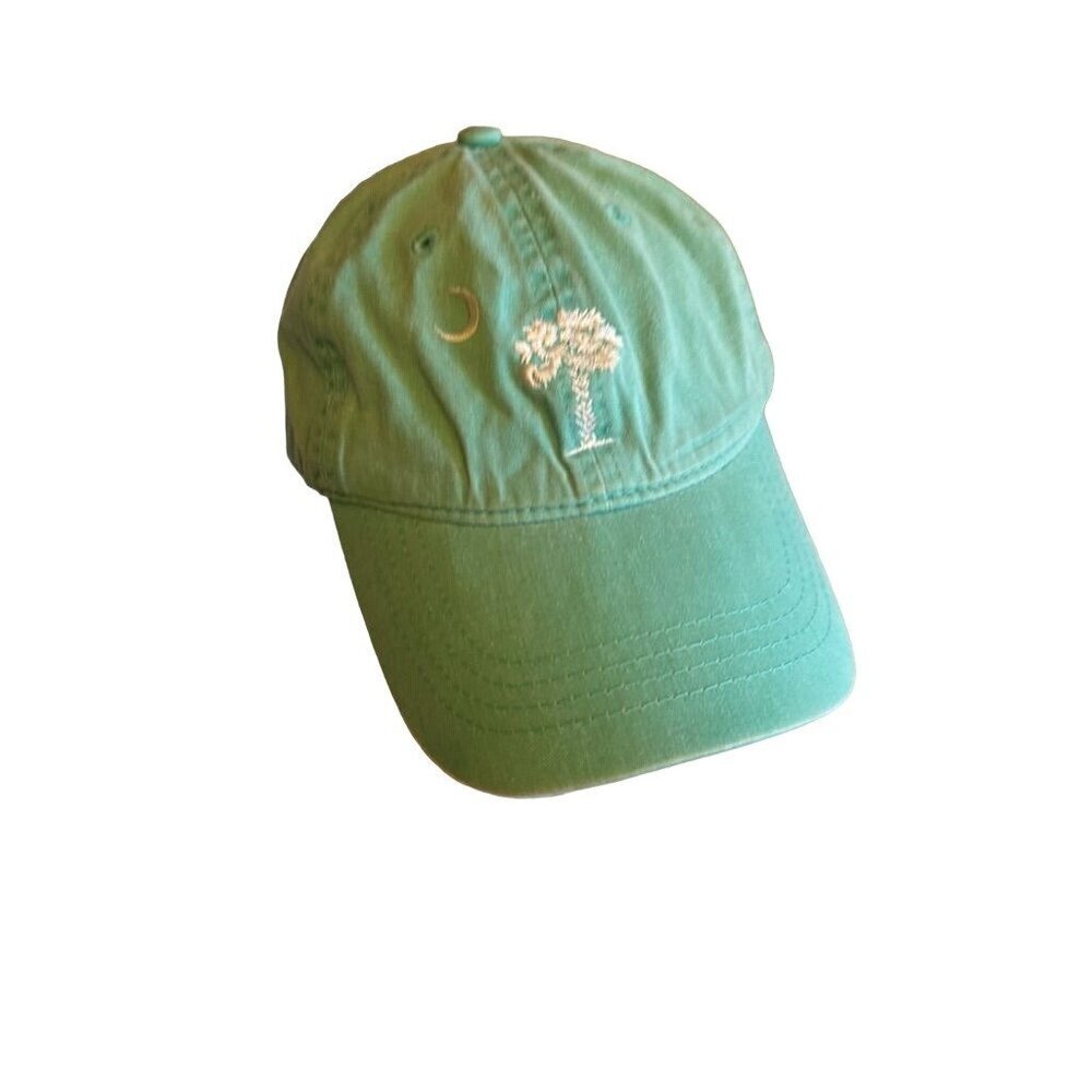 Teal Baseball Cap South‎ Carolina Palm Tree & Moon Embroidery Adjustable Strap